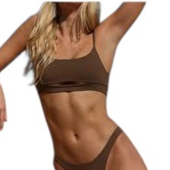 Free People Toast Swimwear Cut Out Bikini Top, Cocoa, Brown, Size Large - Picture 8 of 8